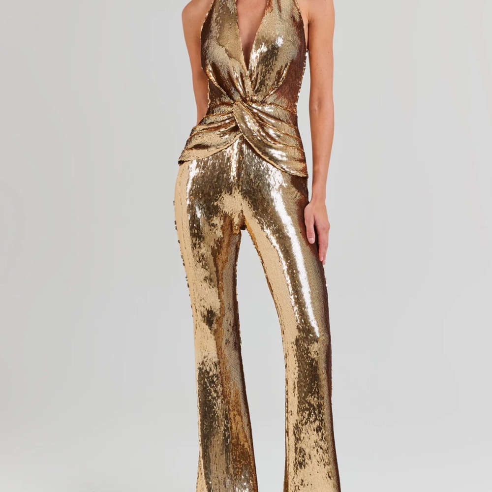 WeWoreWhat Gold Sequin Jumpsuit